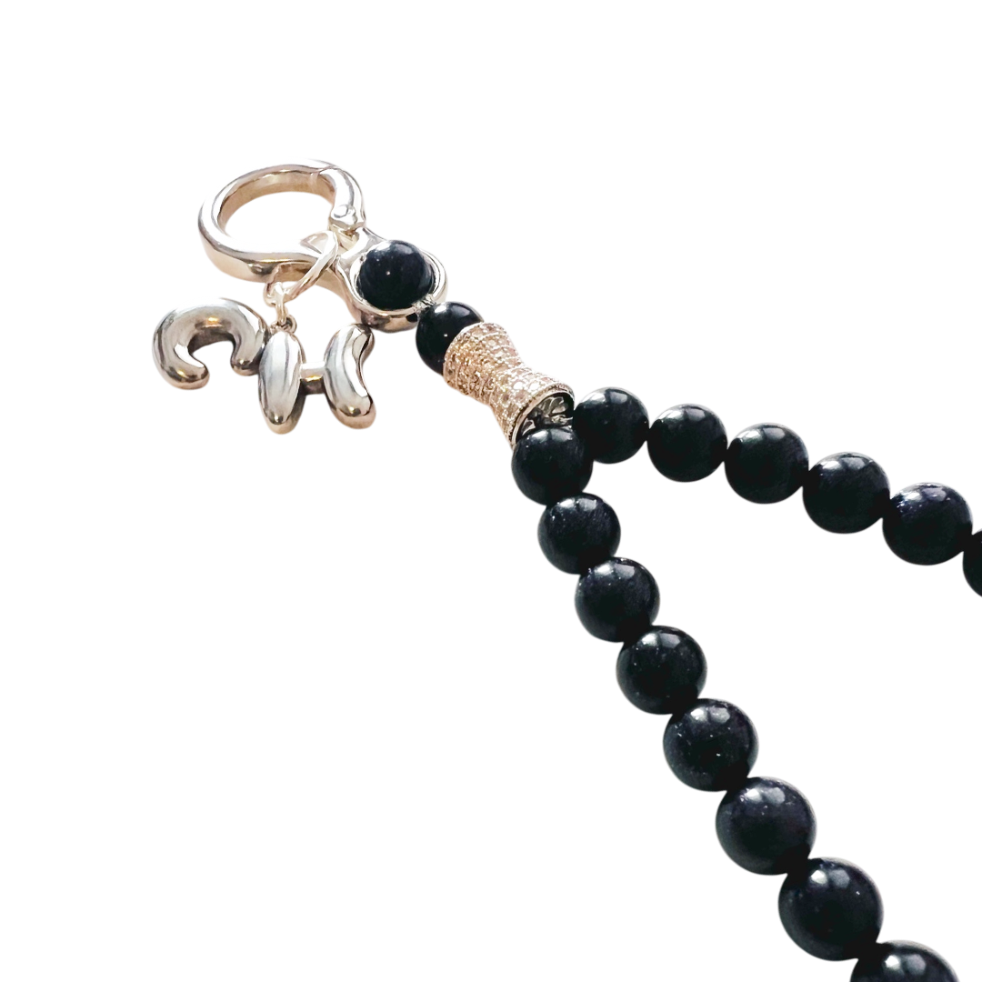 Monogram Blue Goldstone 33 Bead Meditation Loop Wristlet
