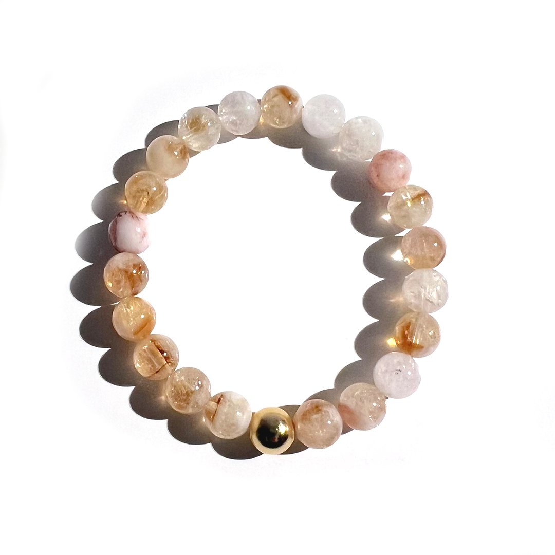 SUN COLLECTION - Natural CITRINE & Gold Bead Sun stretch Bracelet
