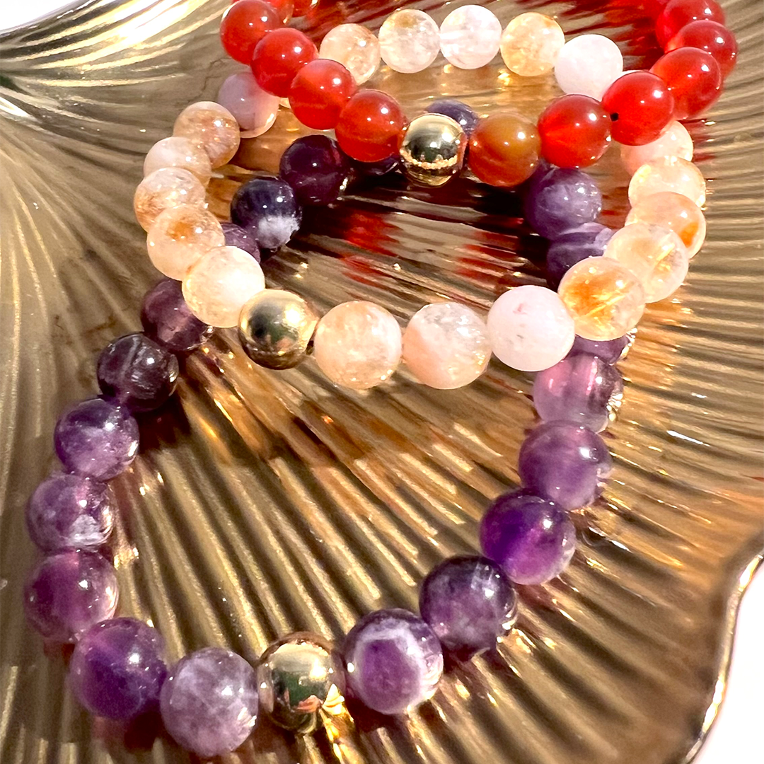 SUN COLLECTION - Natural CITRINE & Gold Bead Sun stretch Bracelet