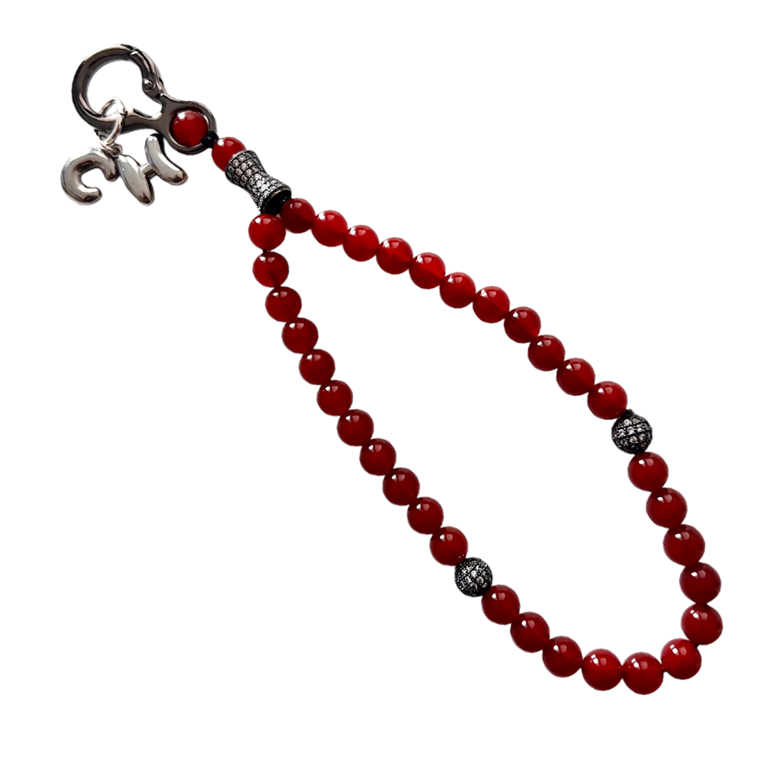 Monogram Carnelian 33 Bead Meditation Loop Wristlet