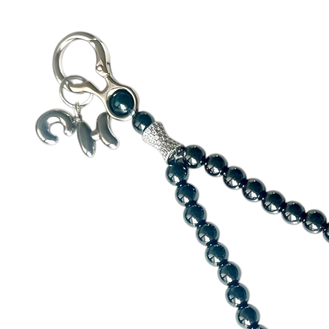 Monogram Hematite 33 Bead Meditation Loop Wristlet