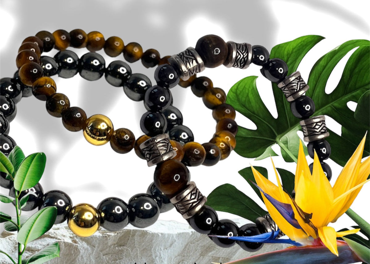 Onyx Gold Bead Men Bracelets