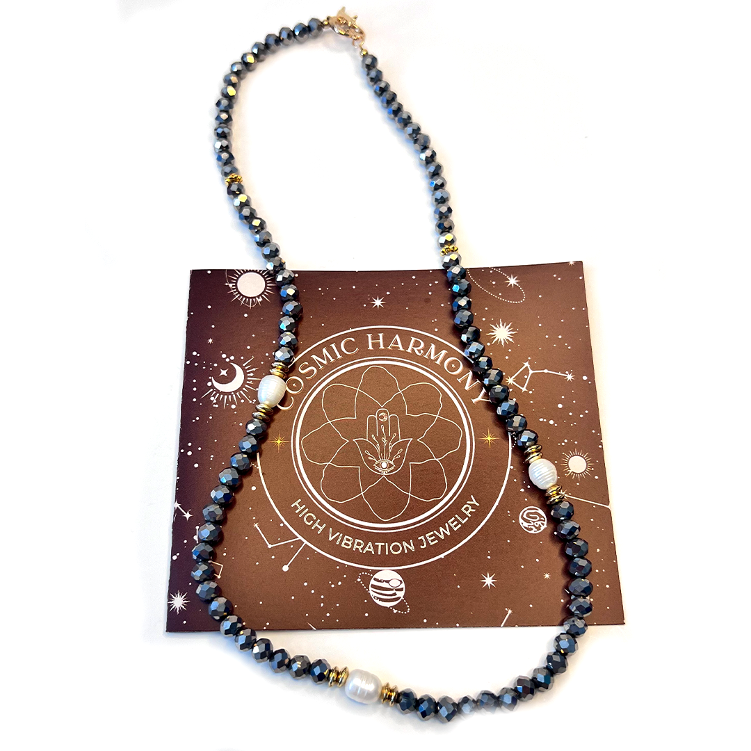 Hematite pearl wrap Necklace
