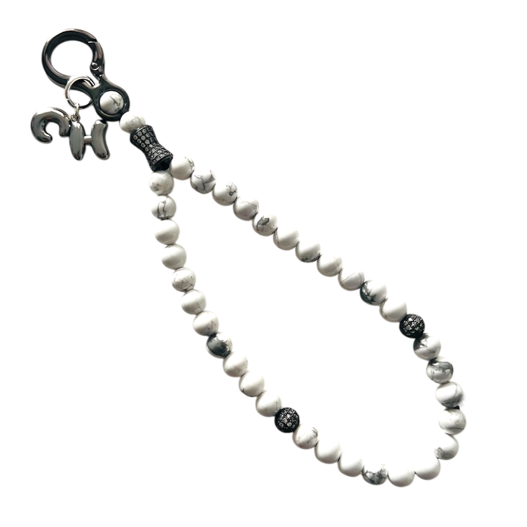 Monogram Howlite 33 Bead Meditation Loop Wristlet