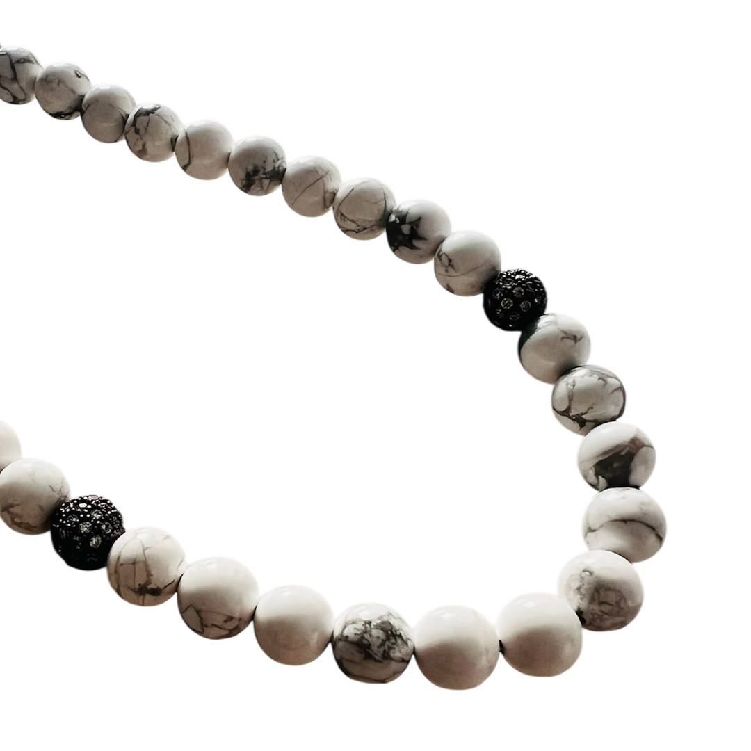 Monogram Howlite 33 Bead Meditation Loop Wristlet