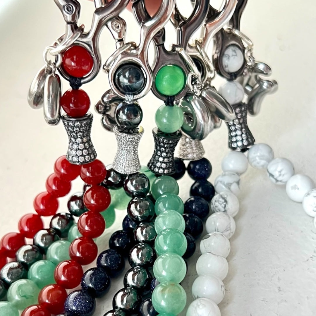 Monogram Hematite 33 Bead Meditation Loop Wristlet