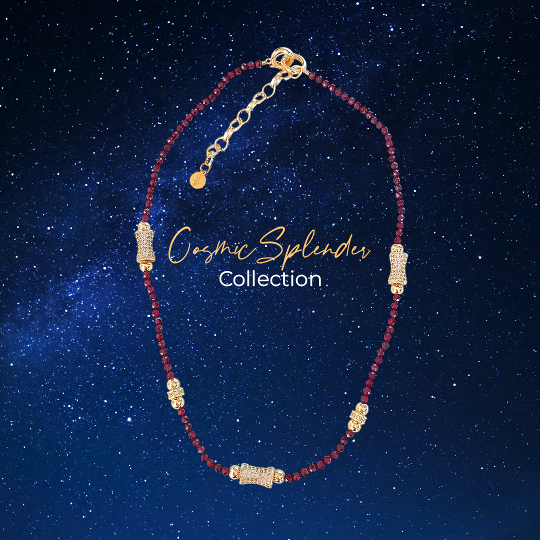 Natural Garnet Bead Necklace - Cosmic Splendor Collection
