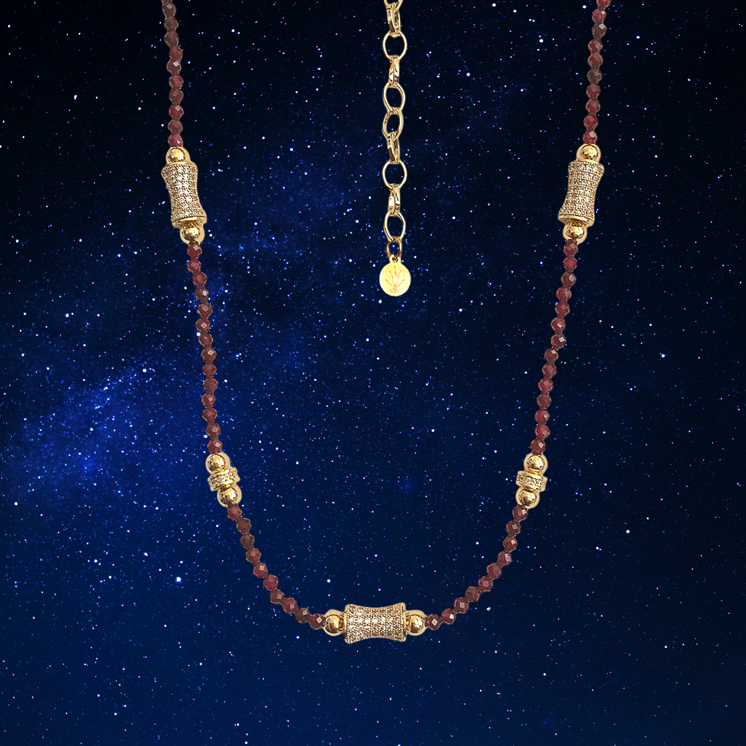 Natural Garnet Bead Necklace - Cosmic Splendor Collection