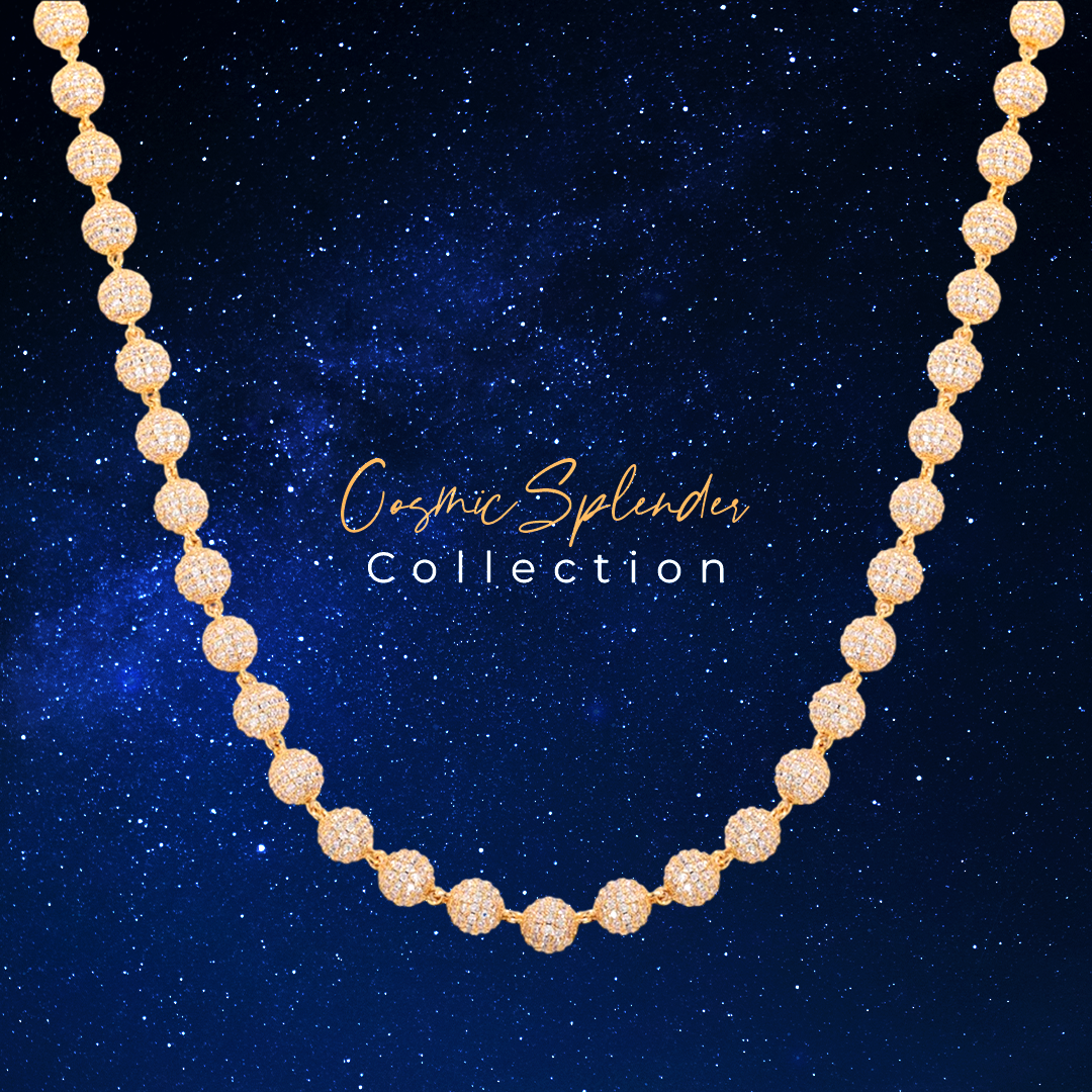 Gold CZ Bead Necklace - Cosmic Splendor Collection