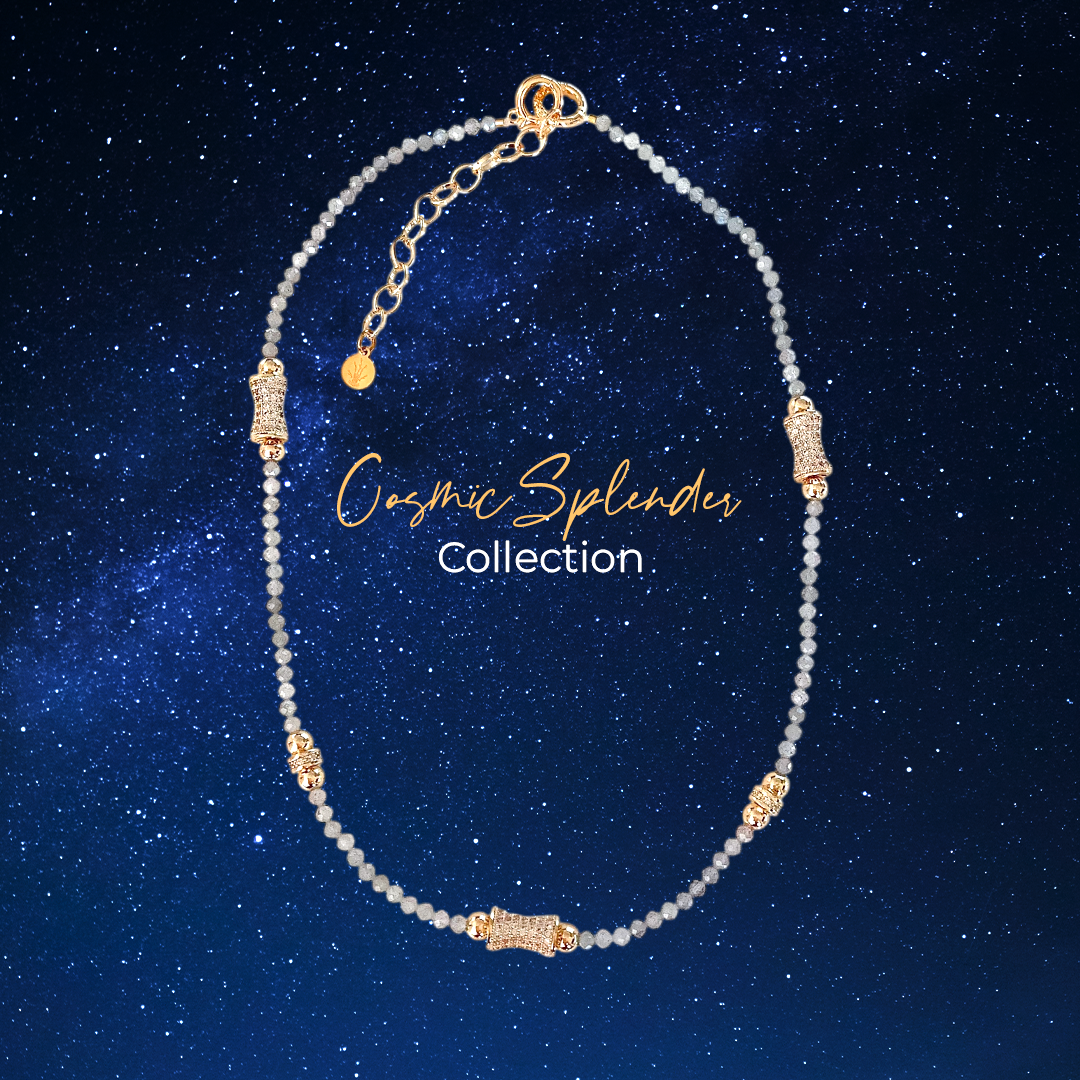 Natural Labradorite Bead Necklace - Cosmic Splendor Collection