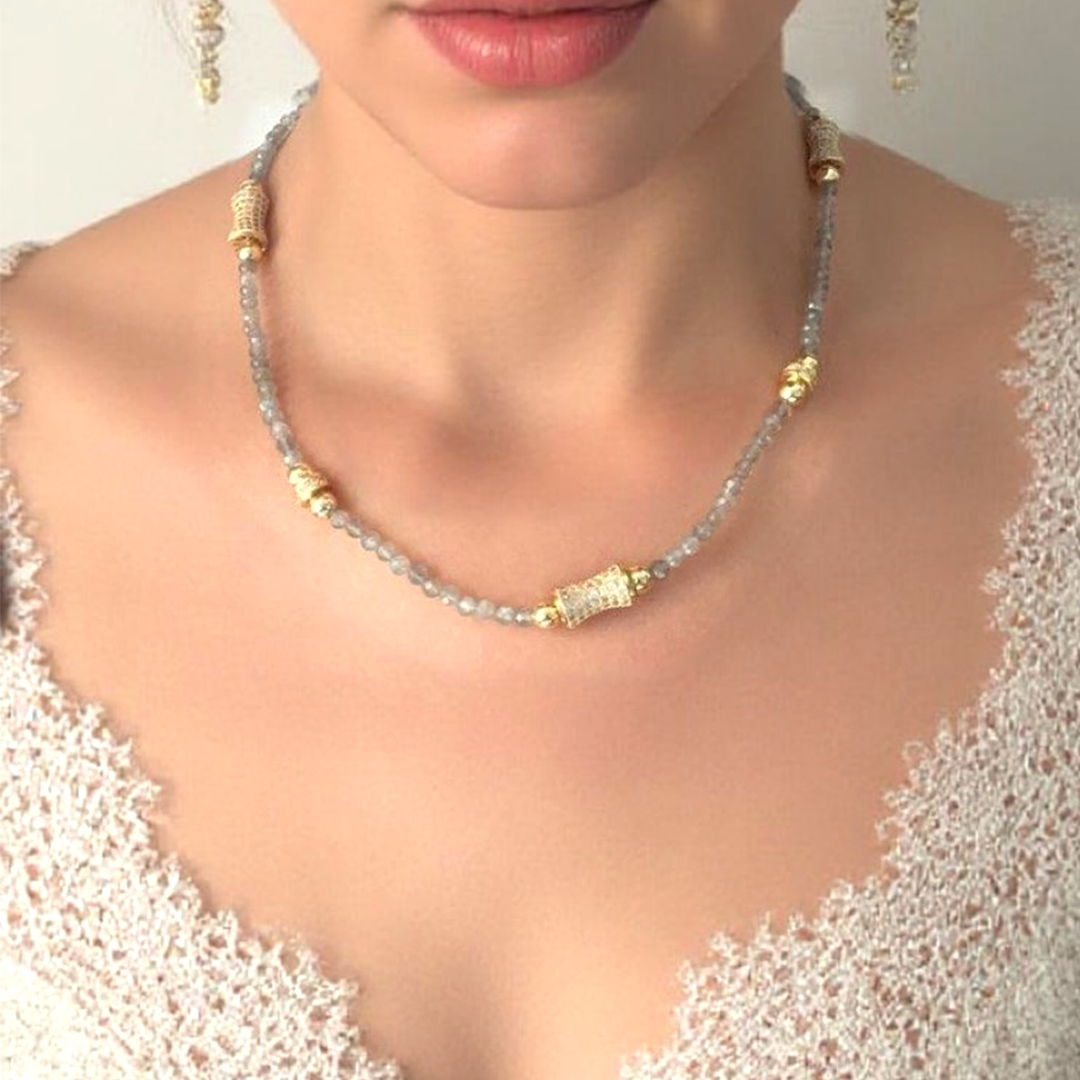 Natural Garnet Bead Necklace - Cosmic Splendor Collection