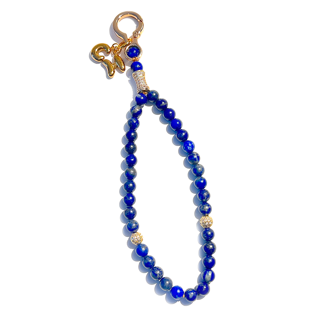 Monogram Lapis Lazuli 33 Bead Meditation Loop Wristlet