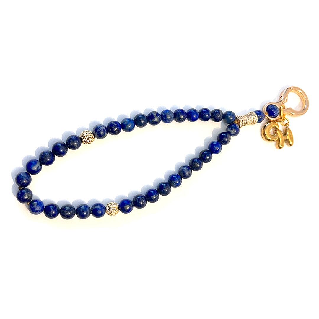 Monogram Lapis Lazuli 33 Bead Meditation Loop Wristlet