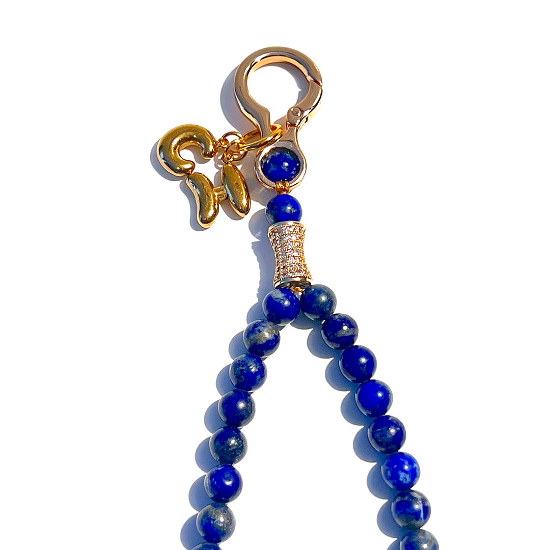 Monogram Lapis Lazuli 33 Bead Meditation Loop Wristlet