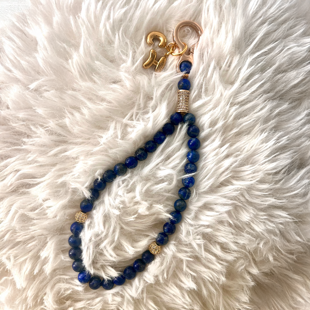 Monogram Lapis Lazuli 33 Bead Meditation Loop Wristlet