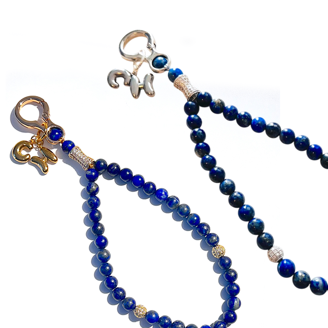 Monogram Lapis Lazuli 33 Bead Meditation Loop Wristlet
