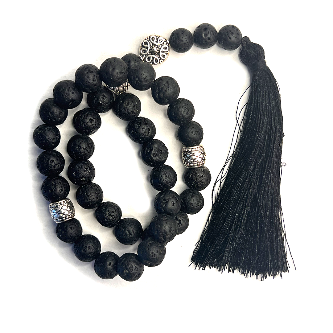 black Lava Stone Meditation Bead