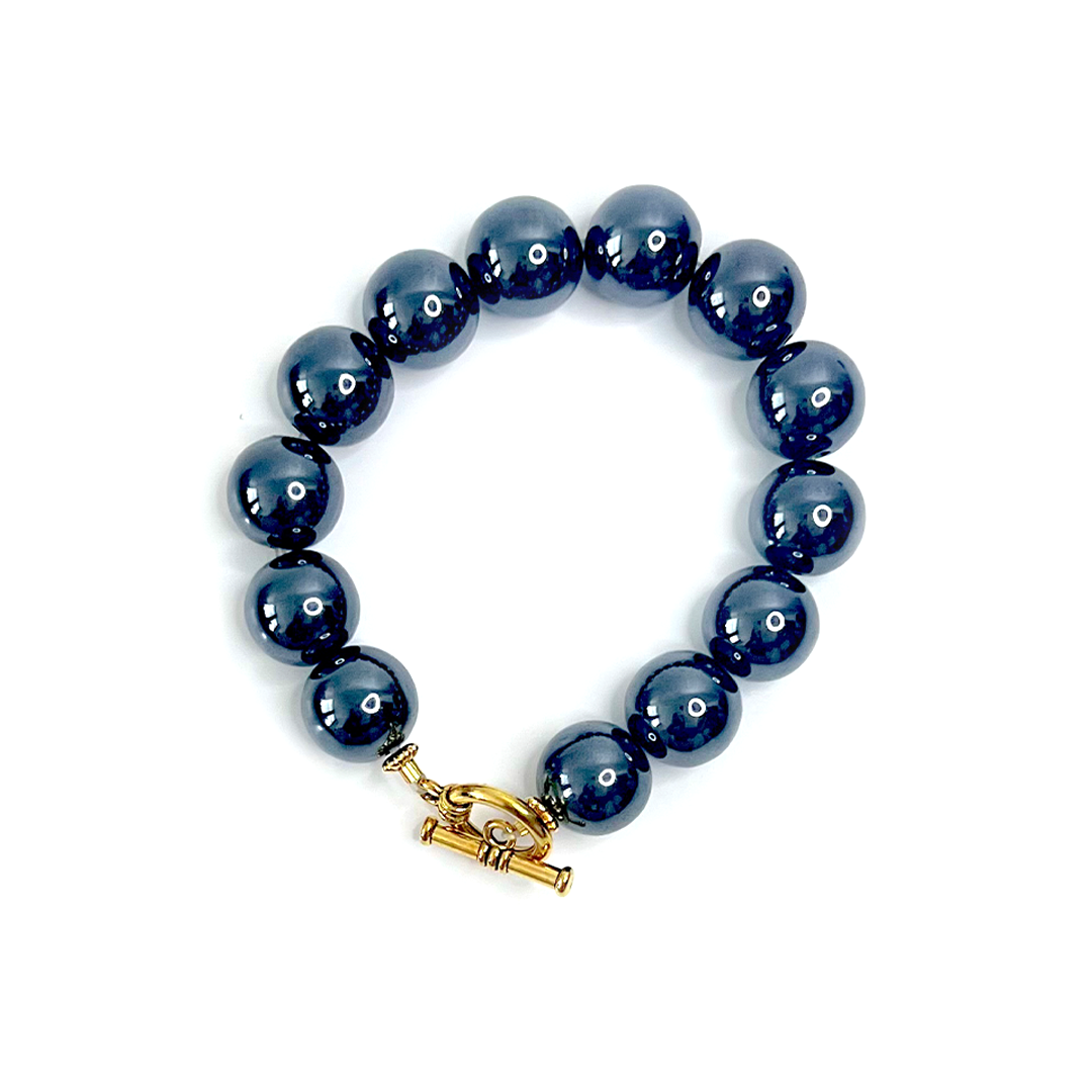 large Hematite bead Bracelet