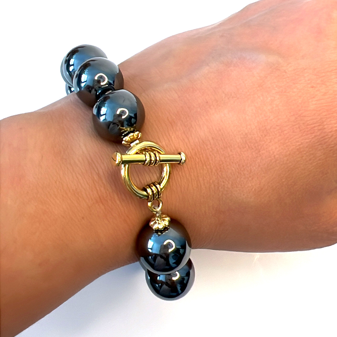 large Hematite bead Bracelet