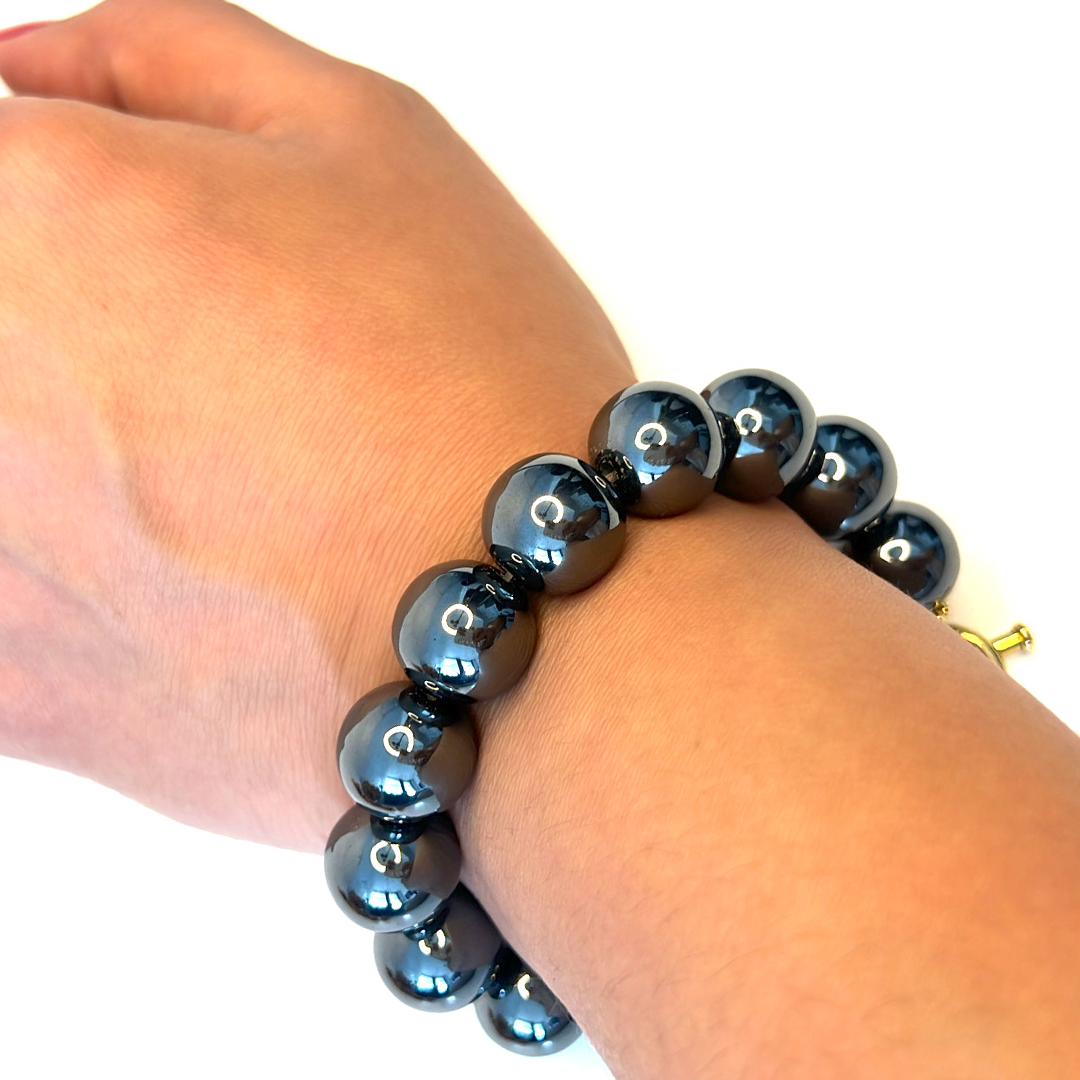 large Hematite bead Bracelet