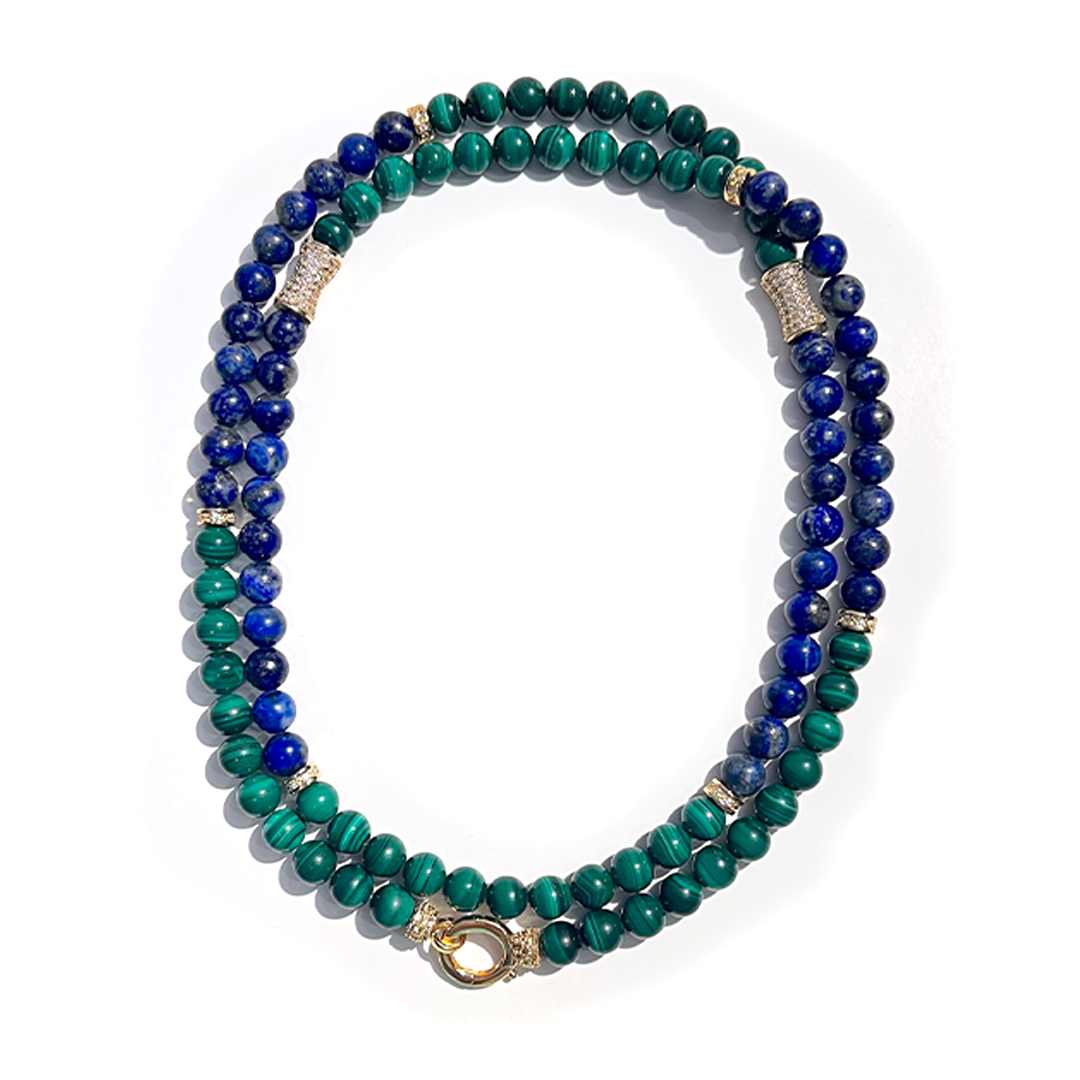 MULTIWAY Natural Malachite & Lapis Lazuli Mindfulness 99 Bead Necklace