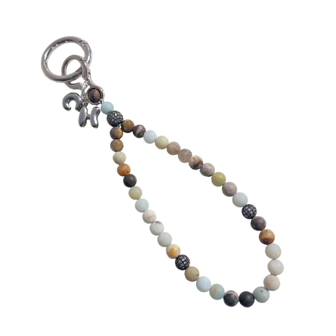 Monogram Matte Amazonite 33 Bead Meditation Loop Wristlet