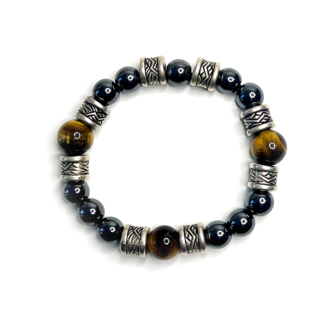 Tiger Eye Hematite Men Bracelet