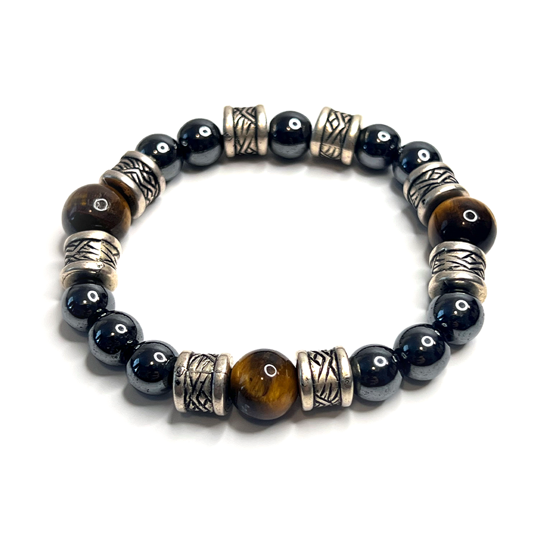 Tiger Eye Hematite Men Bracelet