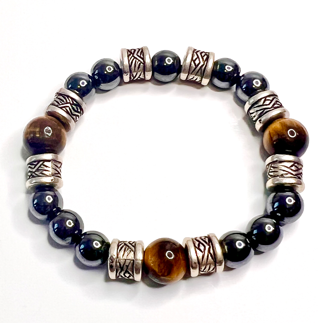 Tiger Eye Hematite Men Bracelet