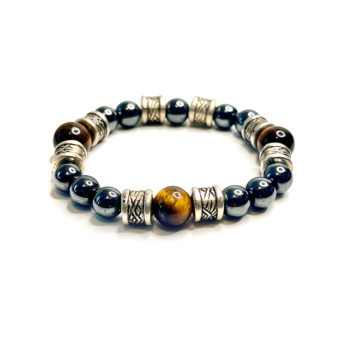 Tiger Eye Hematite Men Bracelet