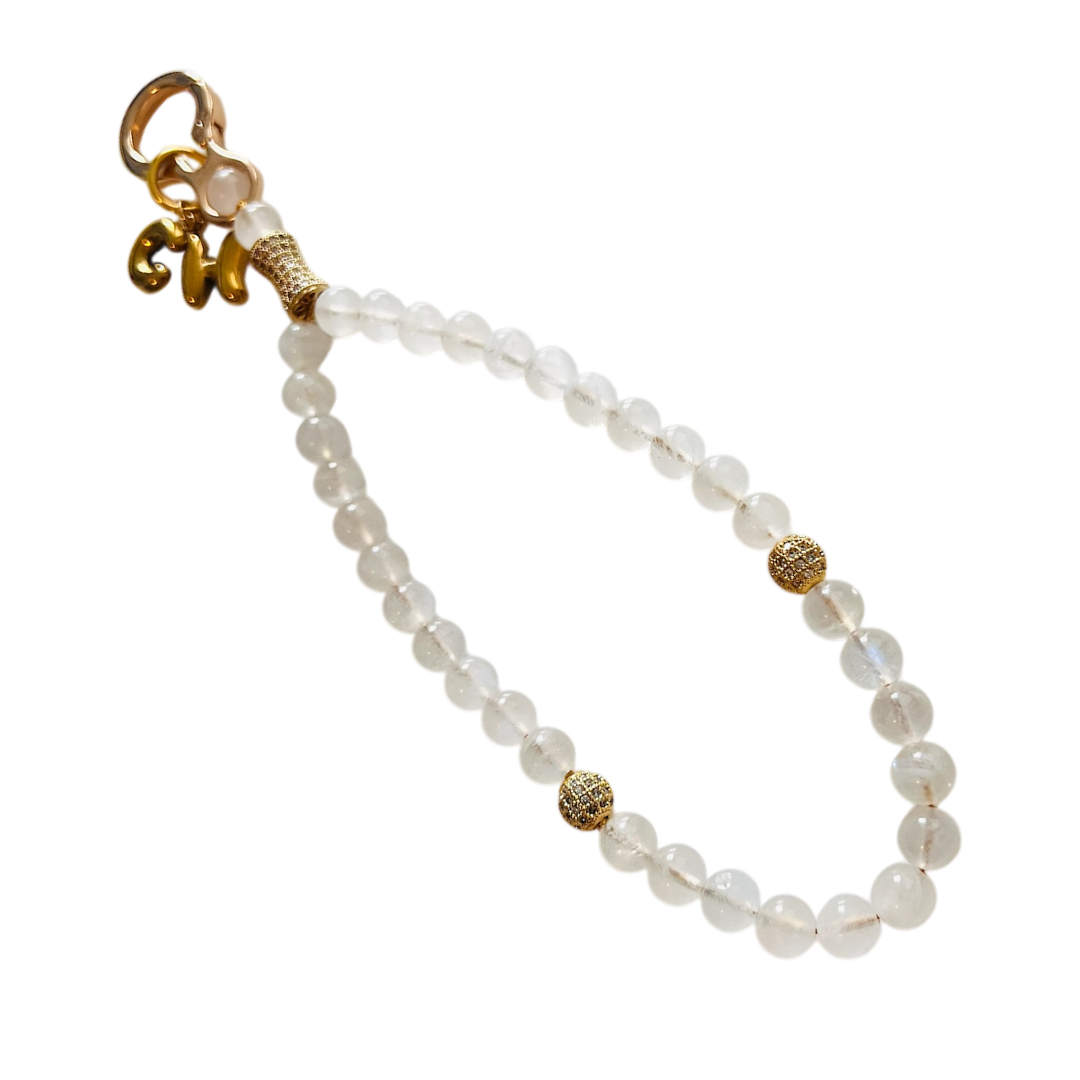 Monogram Moonstone 33 Bead Meditation Loop Wristlet