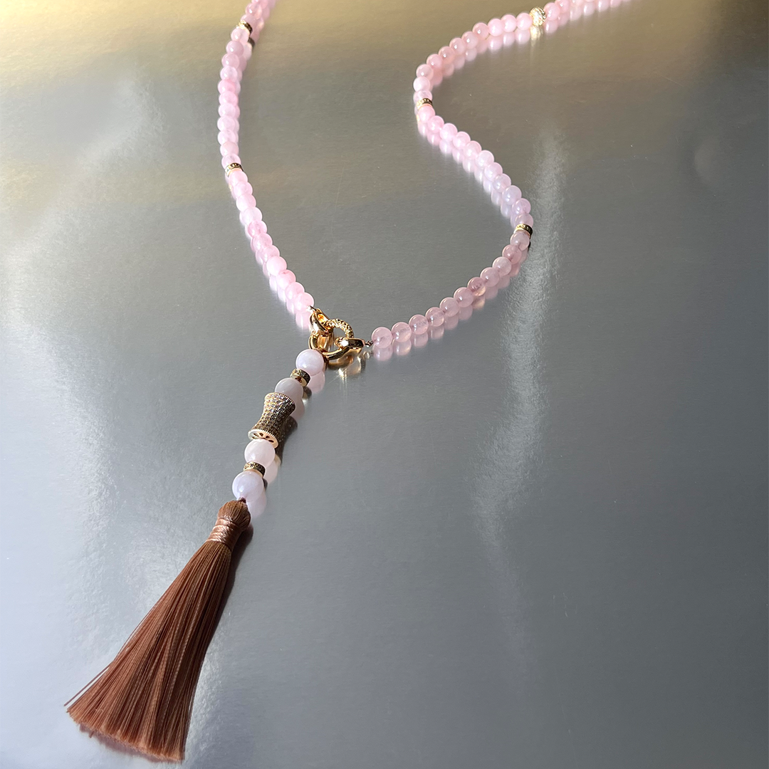 MultiWay Natural Rose Quartz Mindfulness 99 Bead Necklace