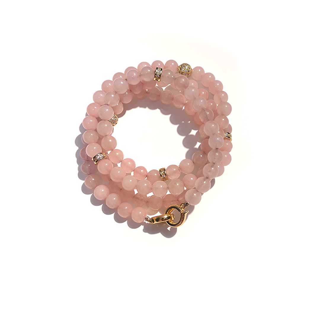 MultiWay Natural Rose Quartz Mindfulness 99 Bead Necklace
