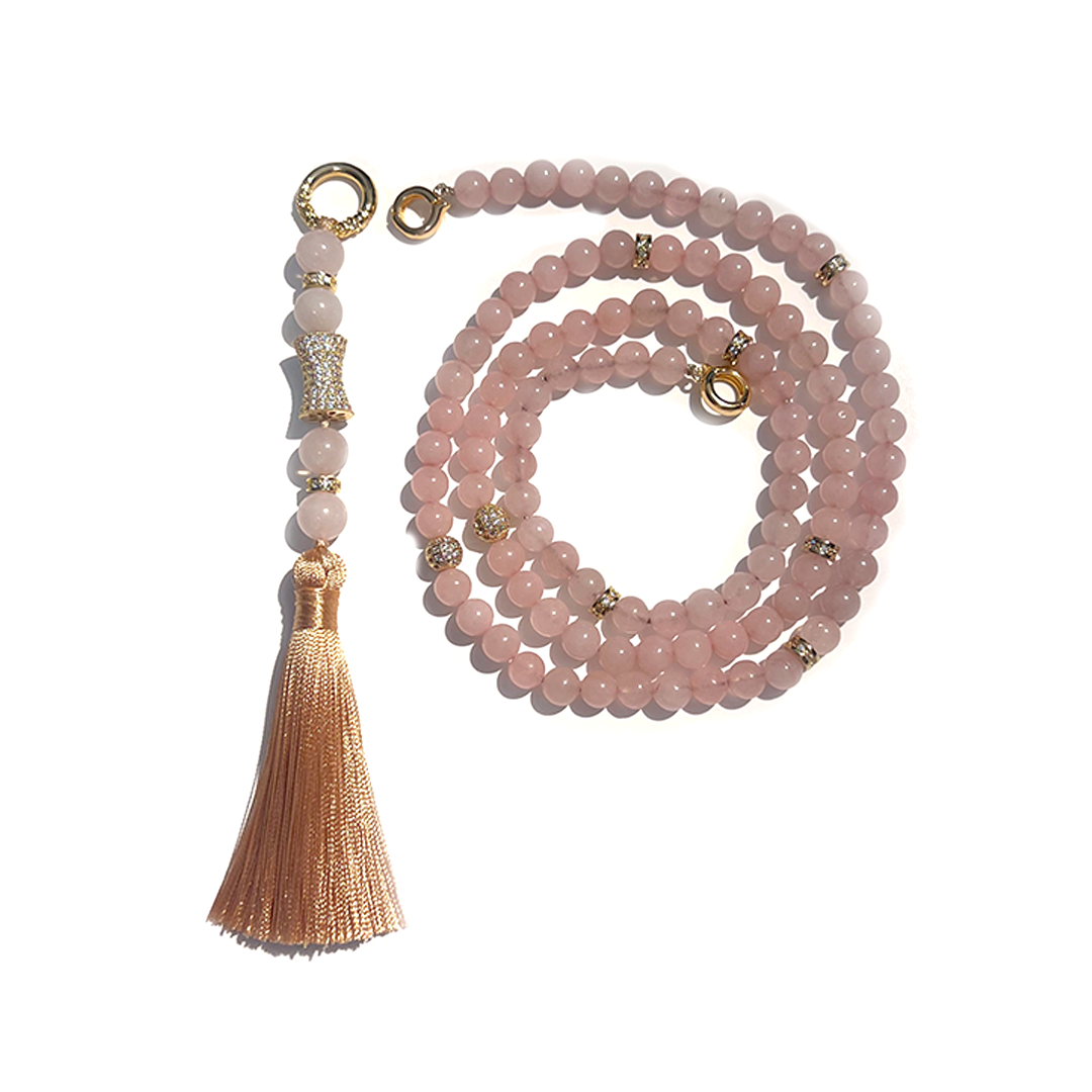 MultiWay Natural Rose Quartz Mindfulness 99 Bead Necklace