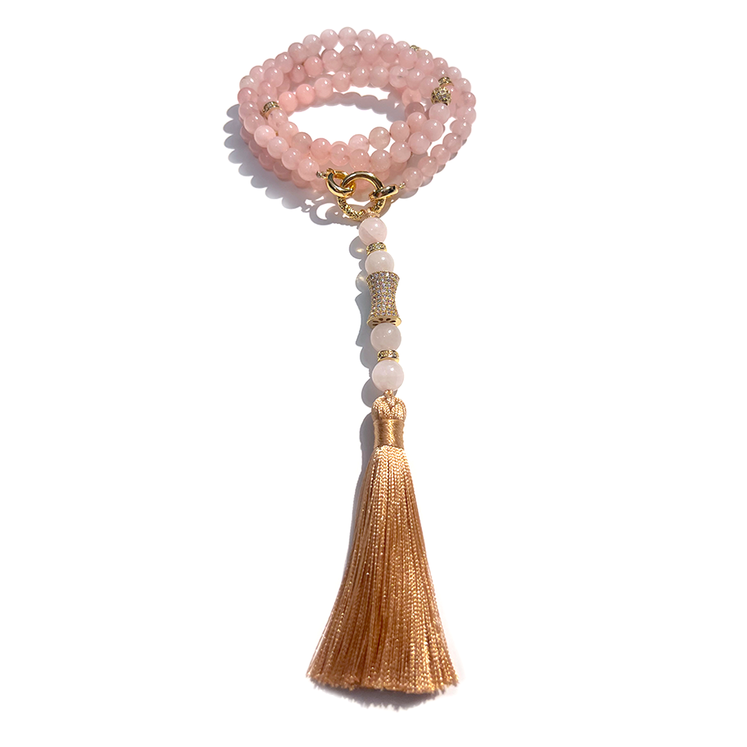 MultiWay Natural Rose Quartz Mindfulness 99 Bead Necklace