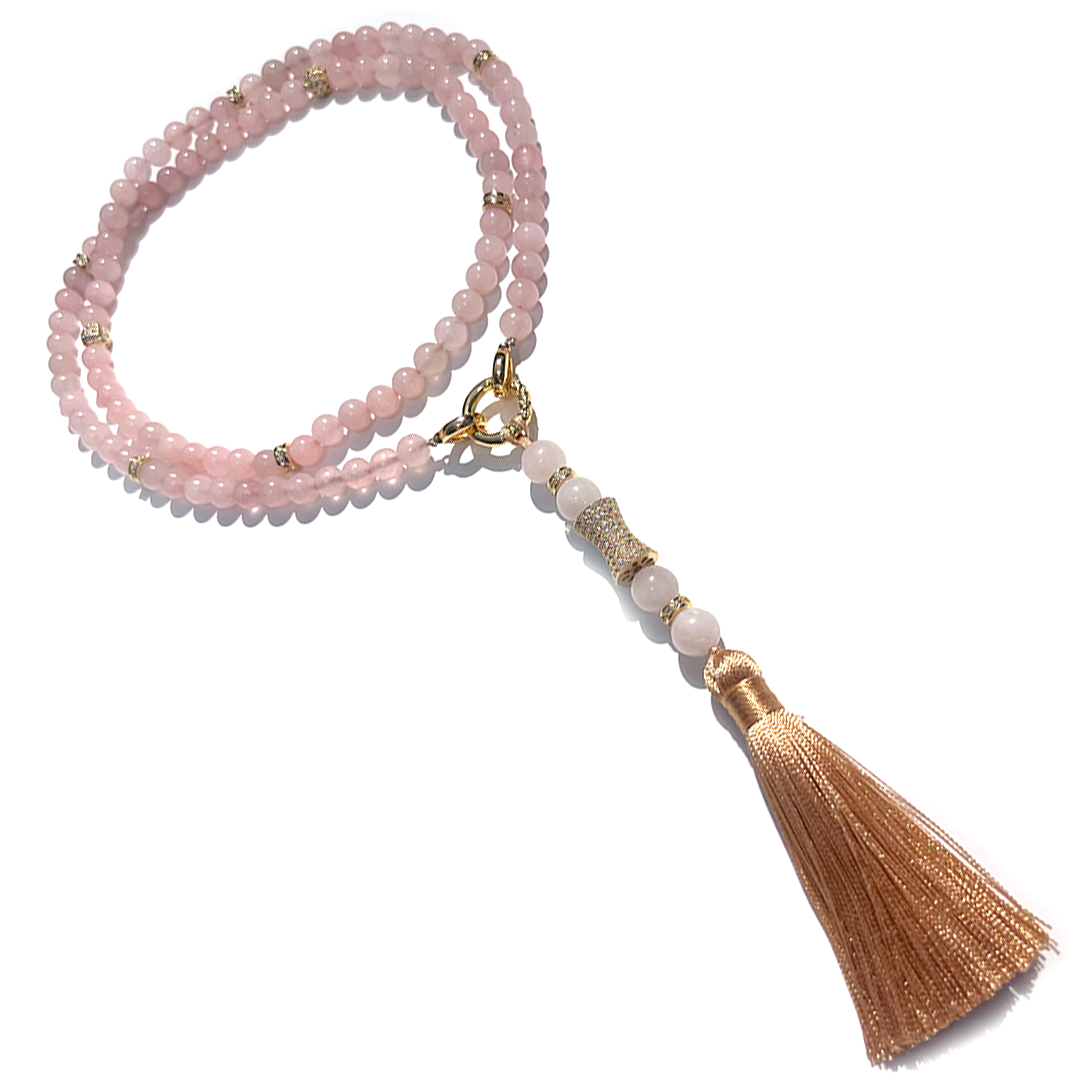 MultiWay Natural Rose Quartz Mindfulness 99 Bead Necklace