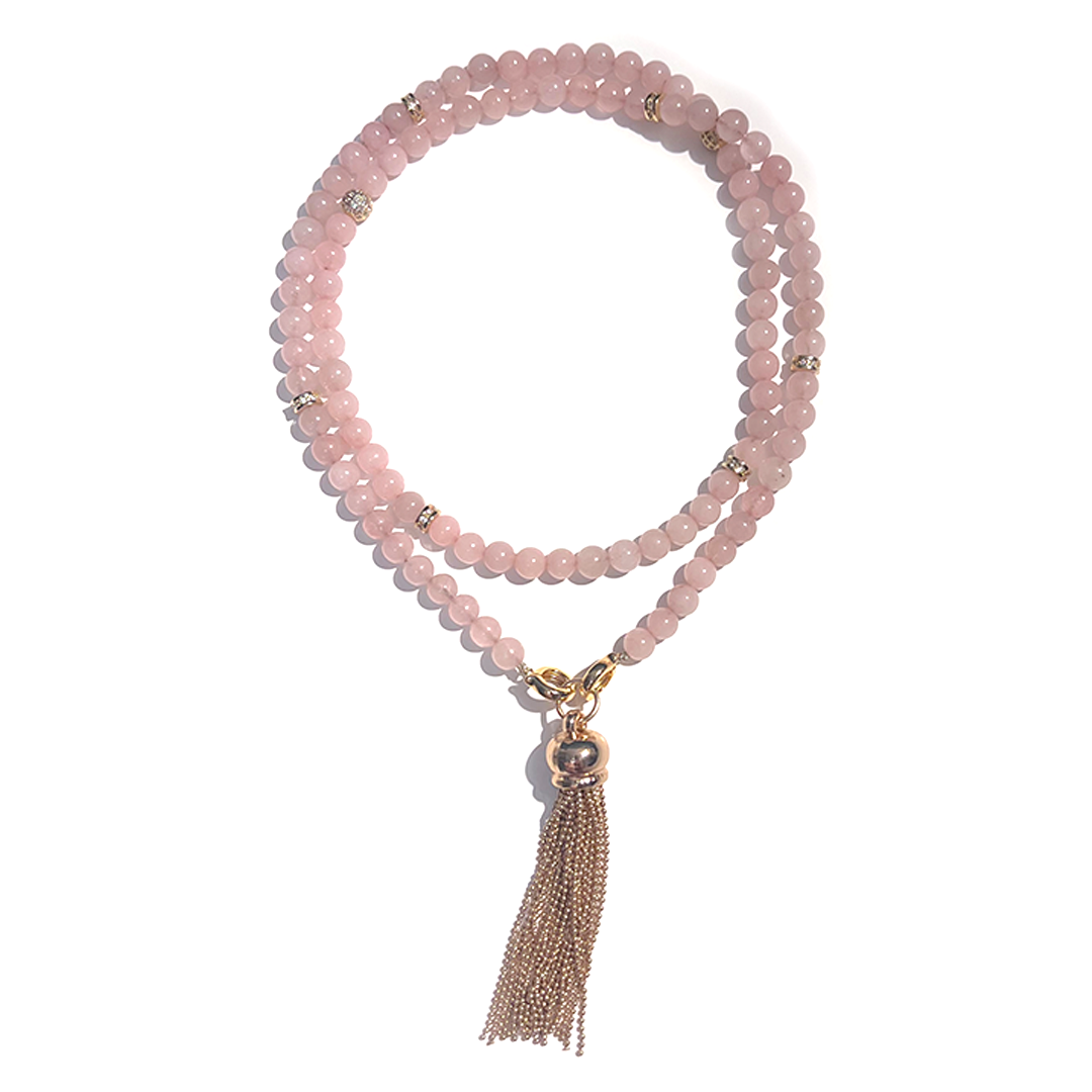 MultiWay Natural Rose Quartz Mindfulness 99 Bead Necklace