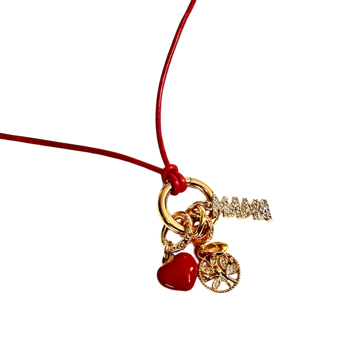 Adjustable Leather Necklace with Gold Charm Connector
