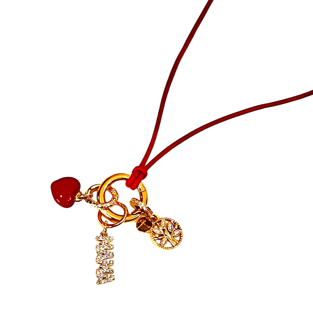 Adjustable Leather Necklace with Gold Charm Connector