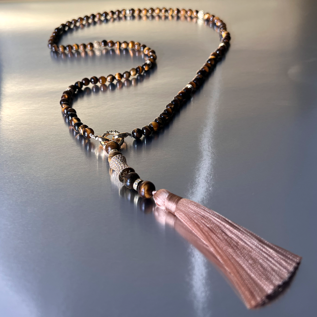 MultiWay Natural Tigers Eye Mindfulness 99 Bead Necklace