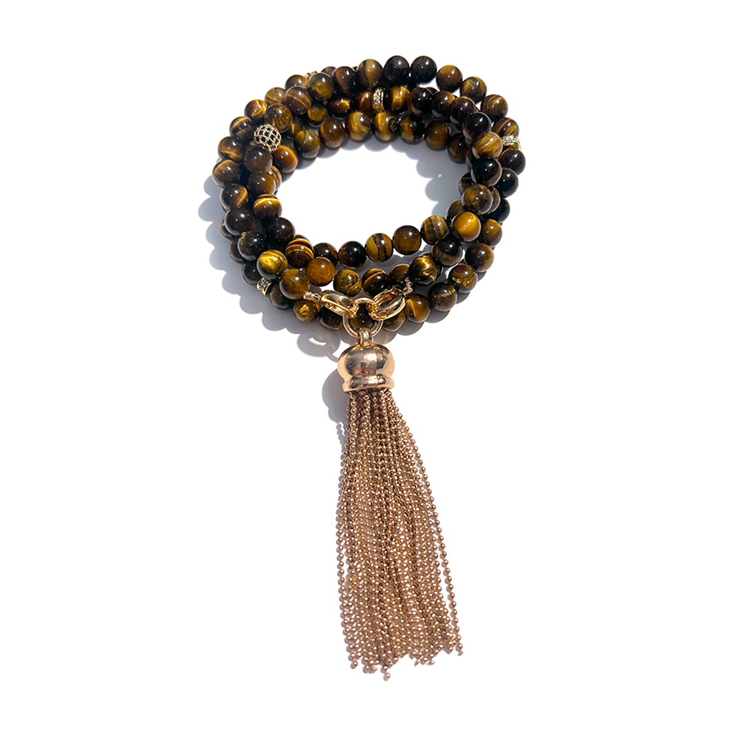 MultiWay Natural Tigers Eye Mindfulness 99 Bead Necklace