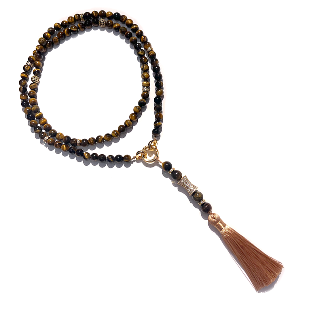 MultiWay Natural Tigers Eye Mindfulness 99 Bead Necklace