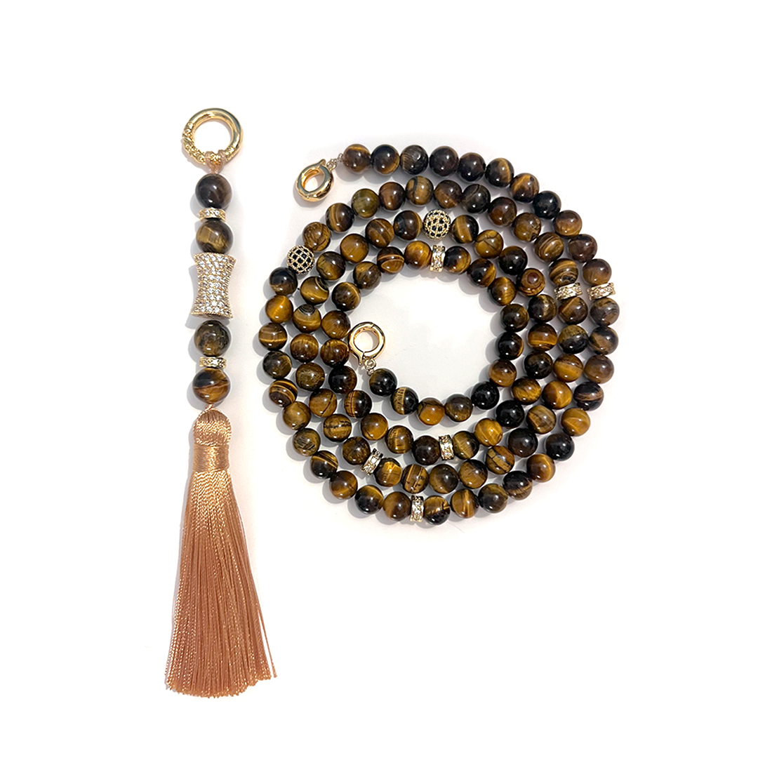 MultiWay Natural Tigers Eye Mindfulness 99 Bead Necklace