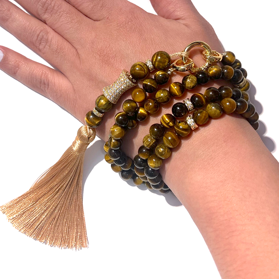 MultiWay Natural Tigers Eye Mindfulness 99 Bead Necklace