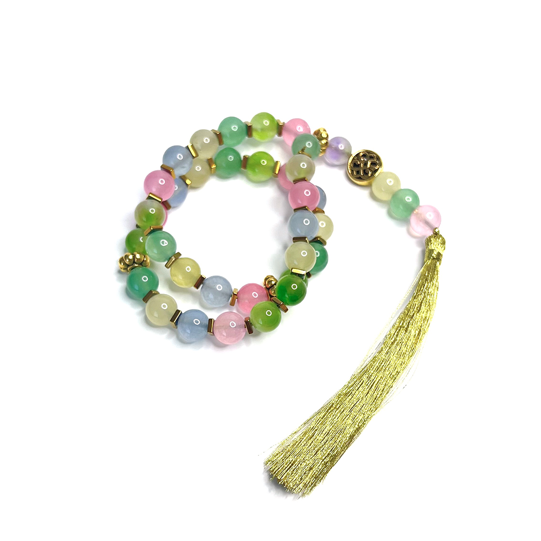 Pastel Dyed Quartz Meditation Bead