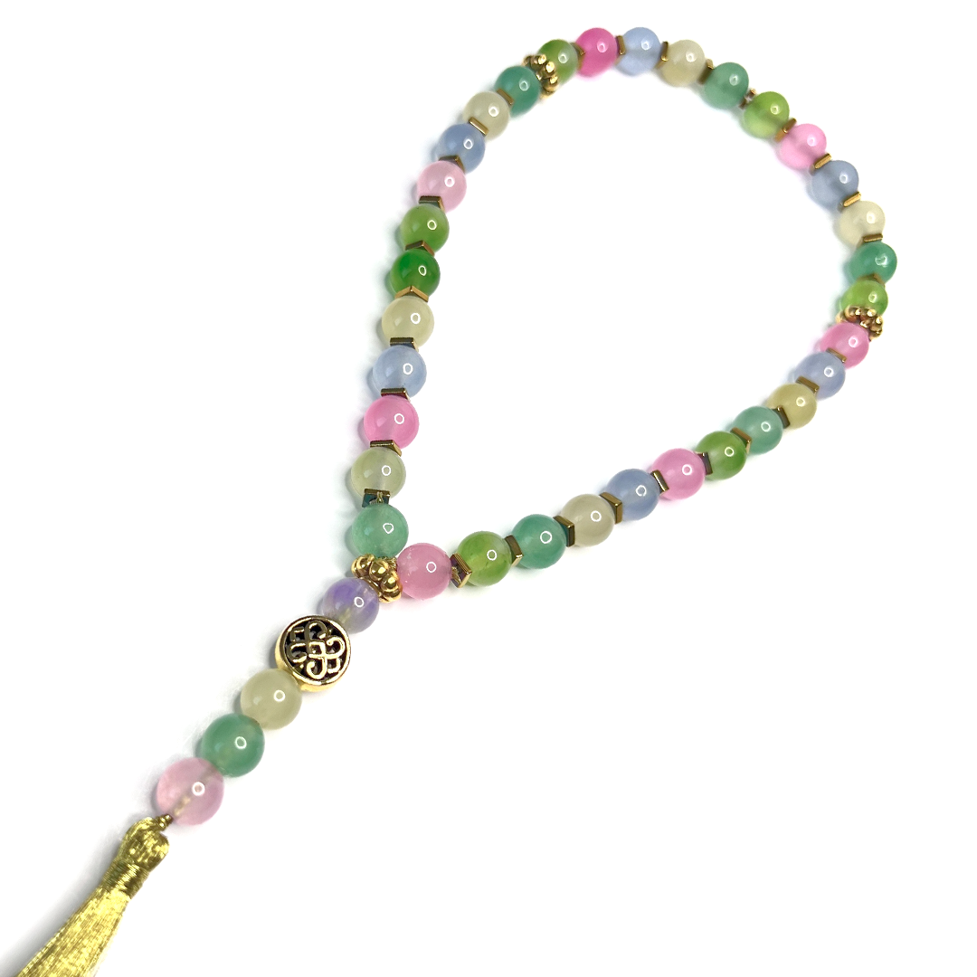 Pastel Dyed Quartz Meditation Bead