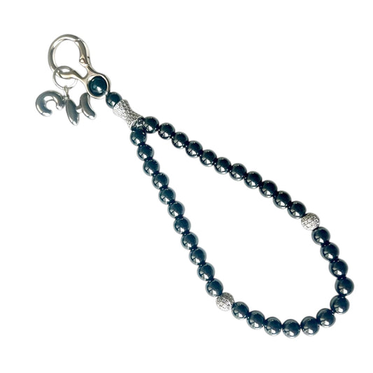 Monogram Hematite 33 Bead Meditation Loop Wristlet