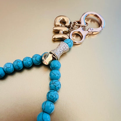 Turquoise Monogram 33 Bead Meditation Loop Wristlet