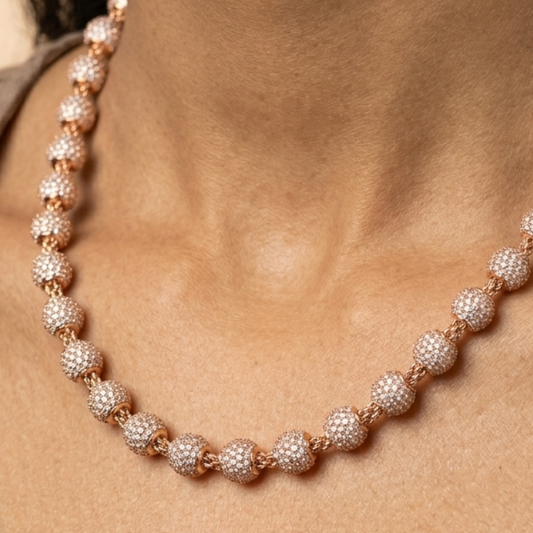 Gold CZ Bead Necklace - Cosmic Splendor Collection