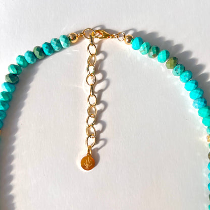 Faceted Turquoise Bead  Necklace- BLOOM COLLECTION